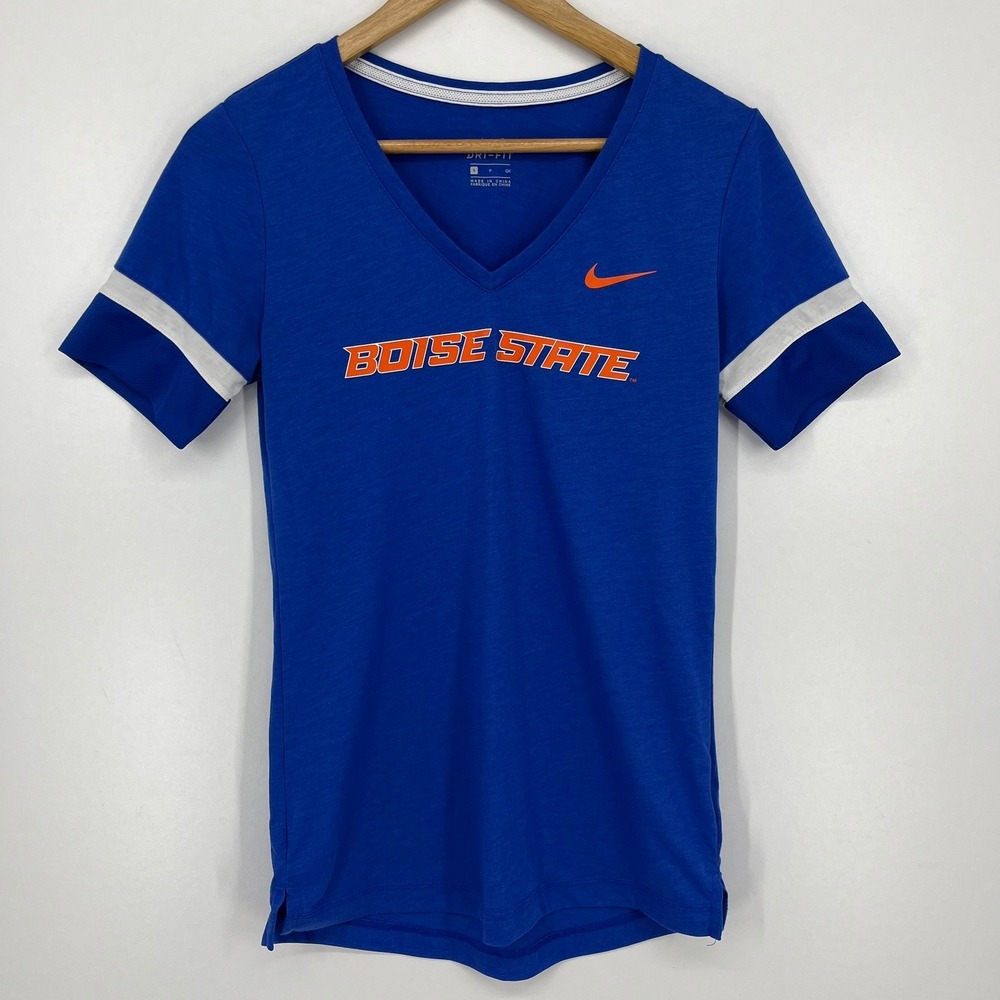 Nike Boise State Broncos Dri-FIT V-Neck T-Shirt Blue Womens Small NCAA Fan Gear